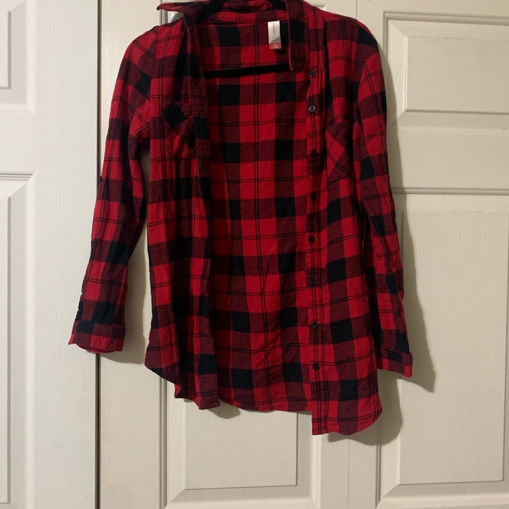 red and black plaid cardigan